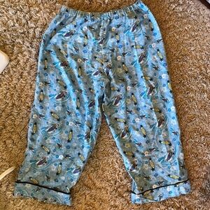 Vintage Y2K 2000s Blue Cotton Flannel Surfer Pattern PJ Pants